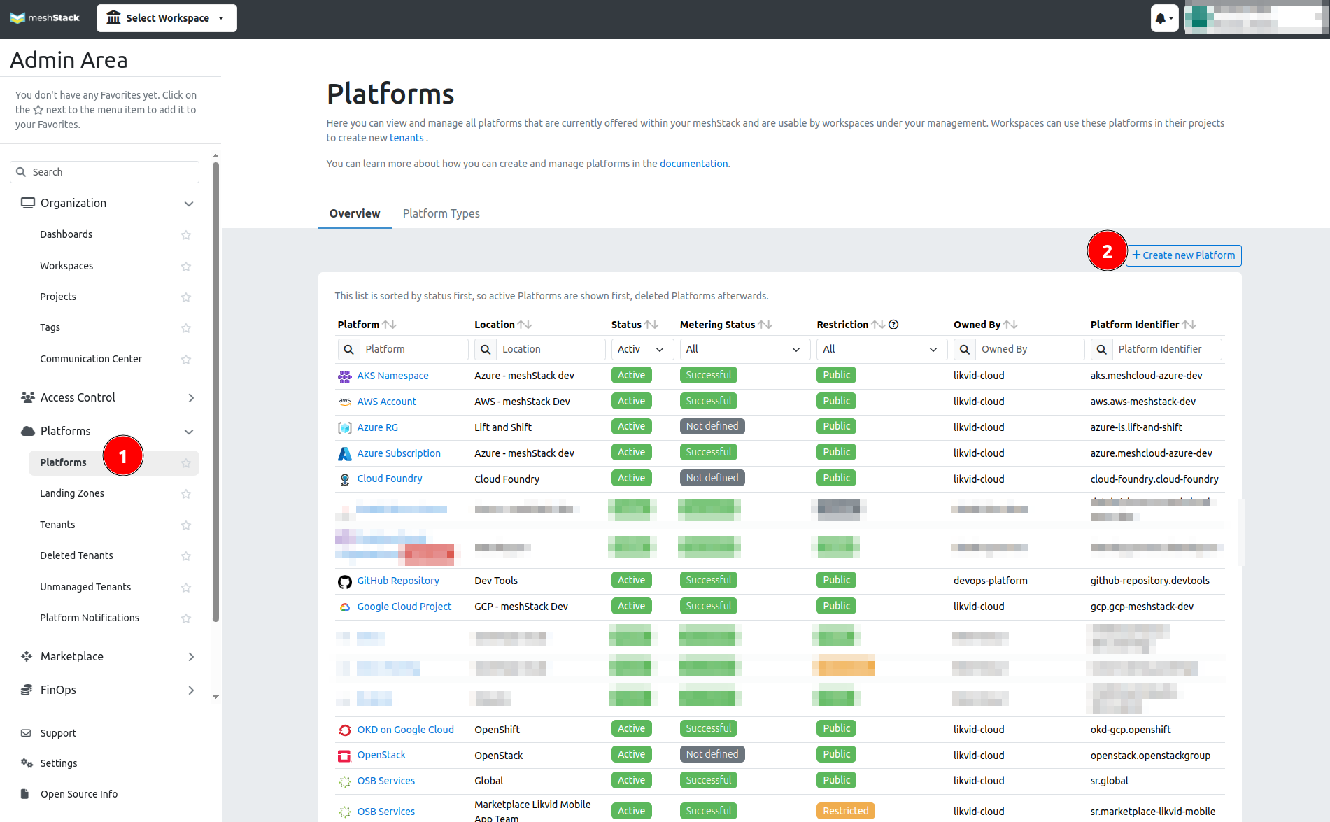 Create meshPlatform