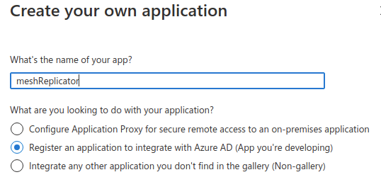 Enterprise application registration