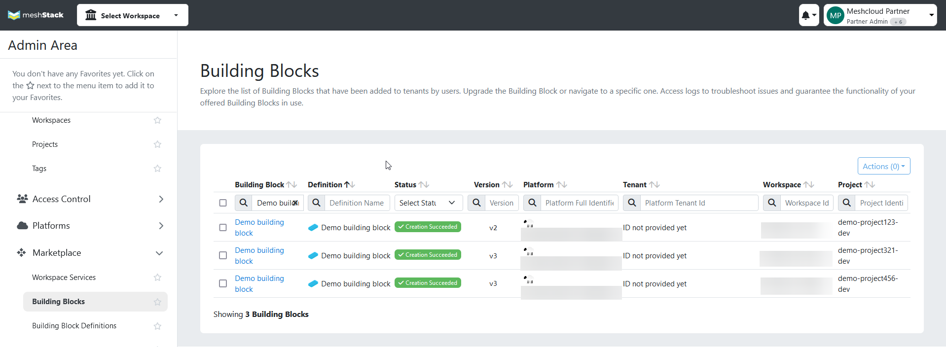 Building block instances