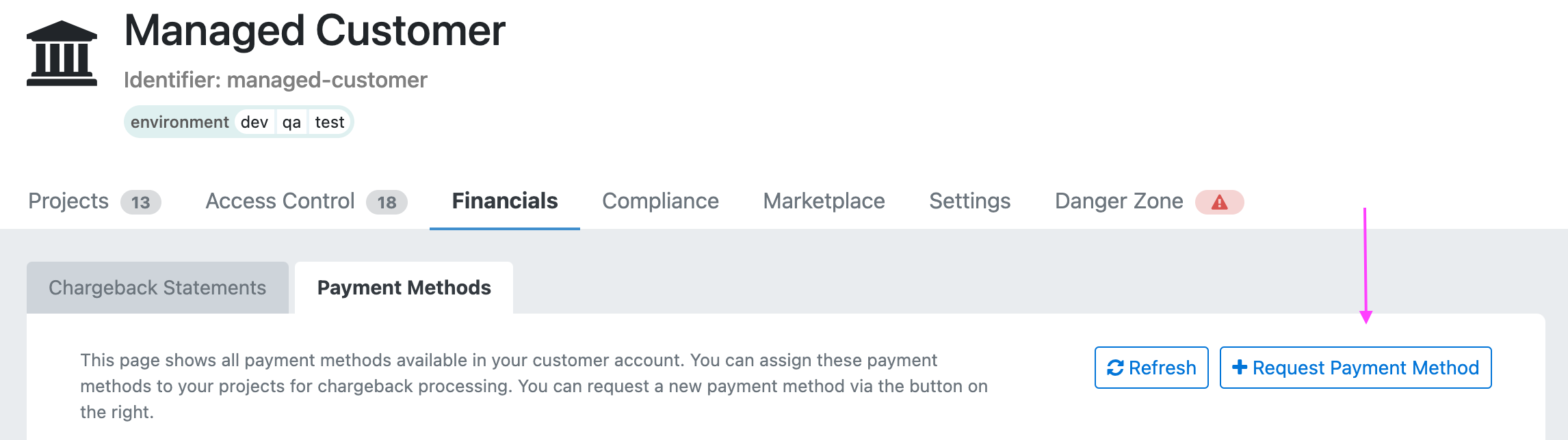 Request Payment Method Button