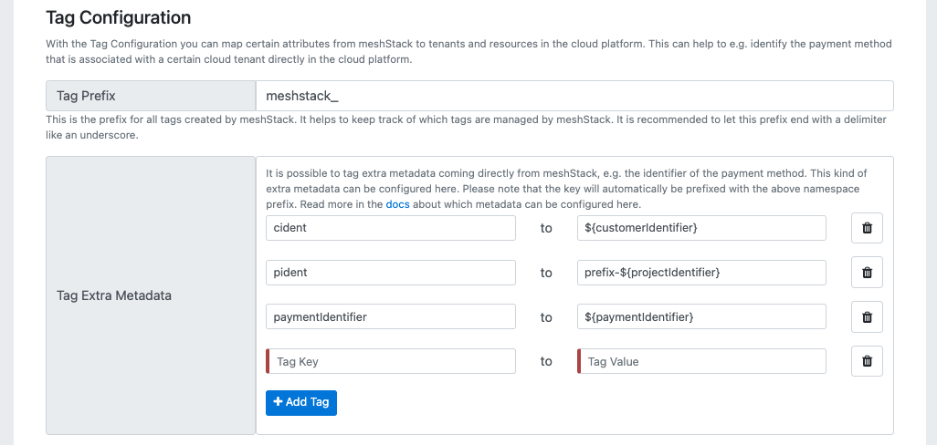 Tag Configuration