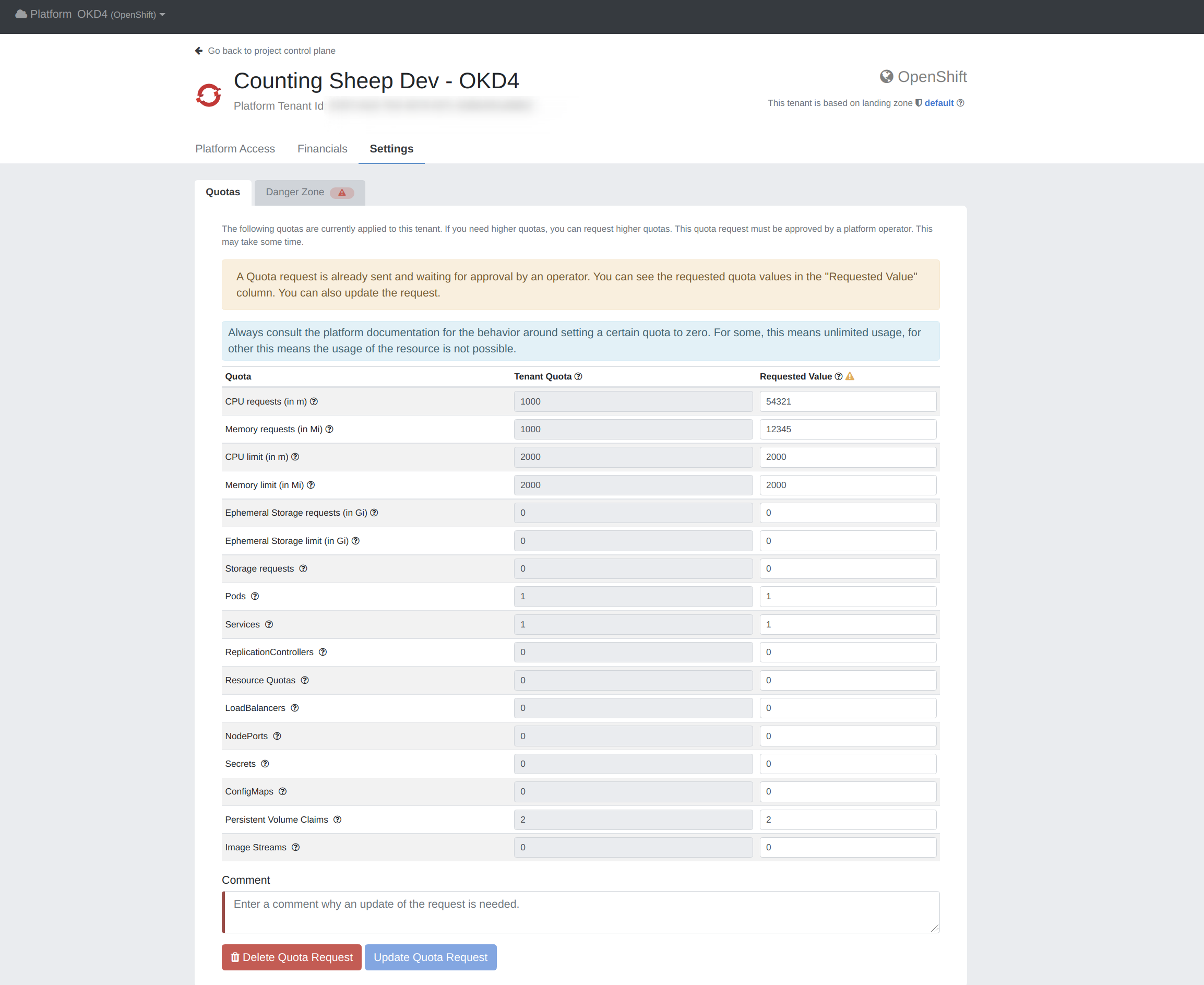 Manage Tenant Quota